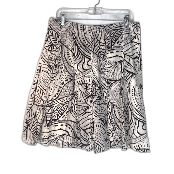 Casual Corner Aline Pleated Skirt 100% Cotton Lined Abstract Boho Size 10 Soft - Picture 1 of 10